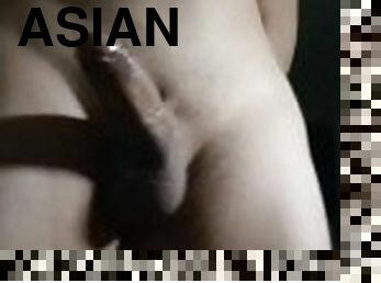 asiatique, masturbation, amateur, ejaculation-sur-le-corps, gay, maison, secousses, point-de-vue, ejaculation, solo