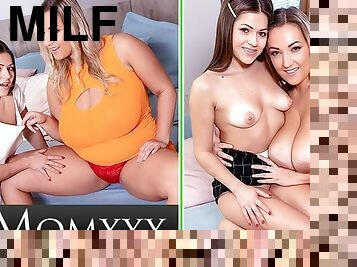 MOMXXX BBW big tits MILF Krystal Swift lesbian scissoring with petite maid