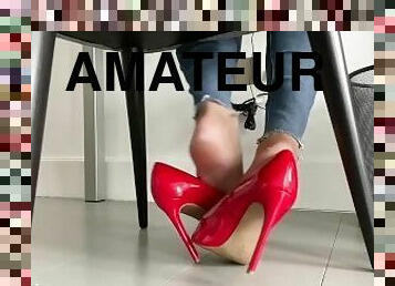 Red heels tease and dangling PREVIEW