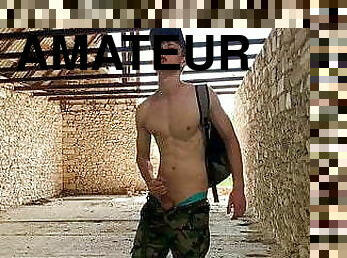 Teen Boy get Hard his 23 Cm Cock in the Abandoned Building 