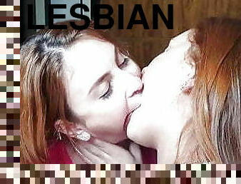 pantat, lesbian-lesbian, latina, berambut-merah, berciuman, pengisapan