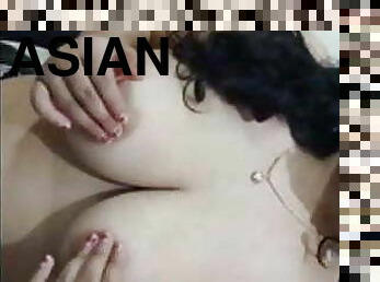 asiatique, gros-nichons, mamelons, mature, indien, ejaculation