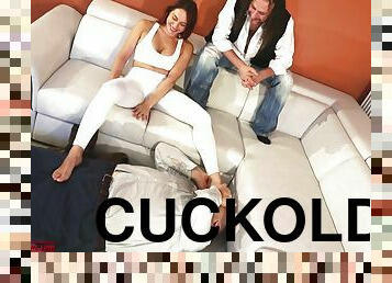 Cuckold Watches His Wife Who Flirts With An Alpha Male Foot Domination For Cuckold Kiss For Alpha