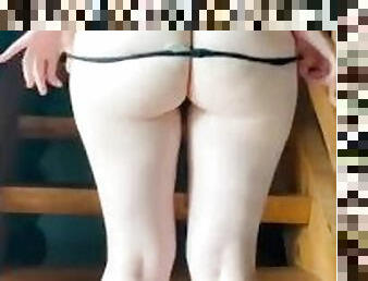 Tease and denial. Round white ass and high heels.