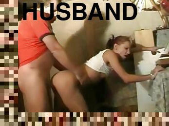 Redhead Woman Surprise Her Husband