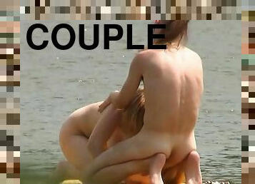 nudisti, allaperto, pompini, videocamera, coppie, spiaggia, voyeur, bionde