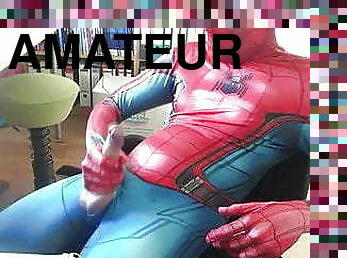 Spiderman with huge cock cumming