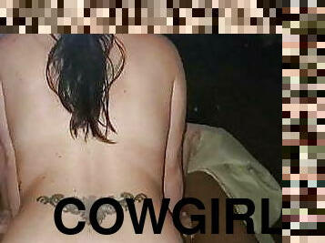 menunggangi, cowgirl-posisi-sex-wanita-di-atas-pria, penis