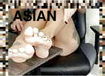 asiático, recopilación, pies, fetichista