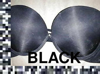 Cum on Strapless Black Bra 10C