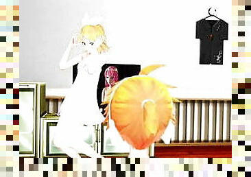 (MMD) Kagamine Rin strips butt-naked for her horny brother!