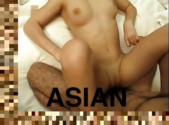 asiatique, blanc, brunette