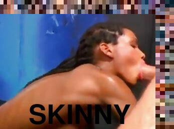 Skinny Black Girl Gets Extreme Bukkake