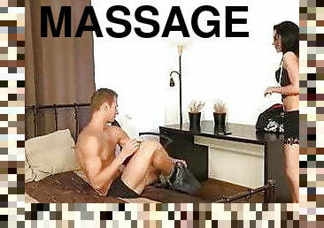 CFNM massage comes with strapon sex