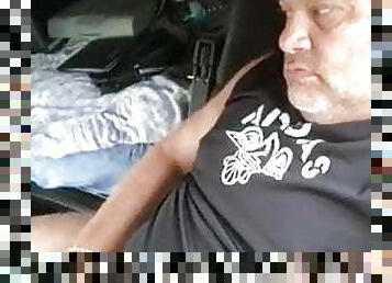 Chubby Trucker Wanks In His Cab