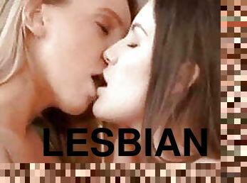 lesbisk, kyssende