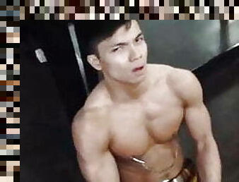 asiático, pezones, al-aire-libre, público, amateur, juguete, gay, sadomasoquismo, musculada