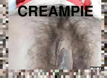 behåret, fisse-pussy, creampie, blond, naturlig, kær, dildo, nærbillede