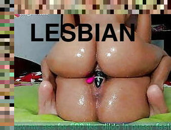 Latina lesbians use double sided double to fuck hard