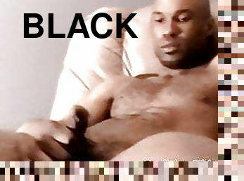 Handsome black amateur jerks off his BBC and cums solo