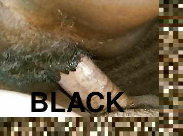 Black pussy takes white cock cum deposit 