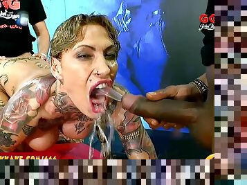 Tattooed Goddess Calisi Enjoys Pee Play Gangbang - Nathalie Hardcore