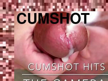 Close Up: Dripping Pre Cum & Cumshot Hits the Camera!
