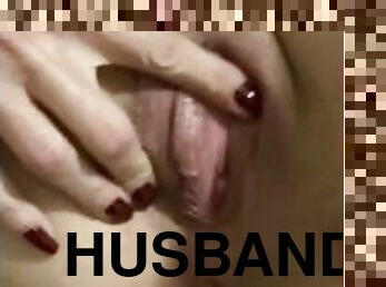 Husband plays with my cum filled pussy from my date