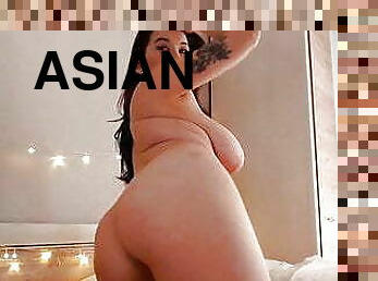 asiatisk, storatuttar, klitta, masturbation, bröstvårtor, orgasm, kvinnligt-sprut, bbw, knubbig, naturlig