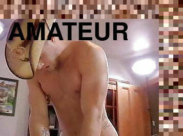 masturbación, amateur, polla-enorme, gay, musculada, polla, máscara