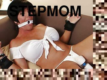 Large-bosomed Stepmom Gagged And Pleasured By A Toy