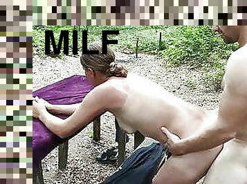 MILF in the park gets a raging dick