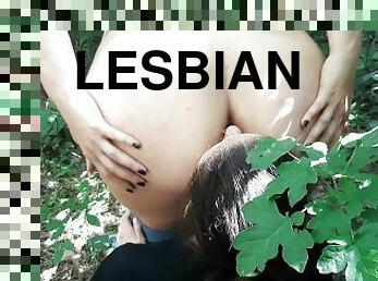 lesbian, awek-perempuan, punggung-butt, hutan