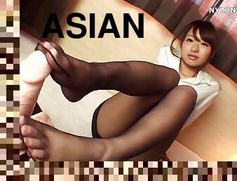 asiatisk, strømpebukse, babes, leke, pornostjerne, japansk, føtter, undertøy, dildo, fetisj