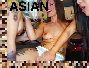 asia, pantat, payudara-besar, vagina-pussy, sayang, lesbian-lesbian, mainan, bertiga, ganda, normal