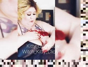 Ms. Kitty squashes cranberry sauce on her HH breasts!