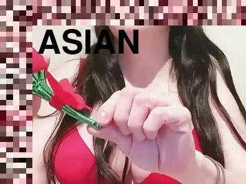 Horny slut Asian Latina cum with rose toy suction vibrator
