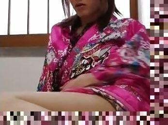 Japanese Crossdresser Mary takes off Her Satin  Kimono Dress: the short ver. of ONLYFANS