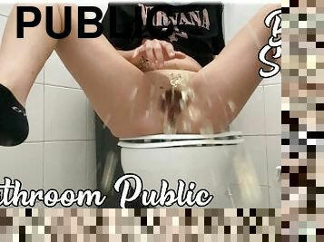 Horny Latina With Small Tits Enters Public Toilet Has Big Squirt Orgasms