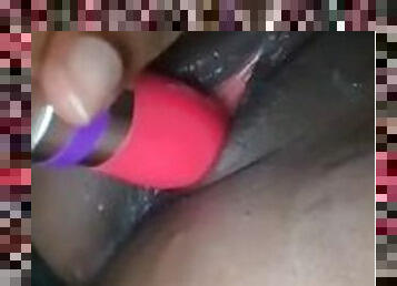 Creamy ebony dildo action