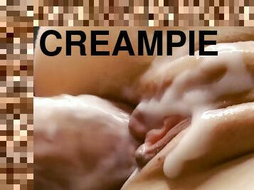 Whipped her lube like whipped cream. Close-up creampie