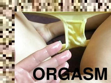 mastubasi, orgasme, vagina-pussy, muncrat, celana-dalam-wanita, seorang-diri, basah