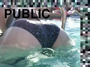 cur, tate-mari, petrecere, public, amatori, fundulet, piscina, fetish, solo, bruneta