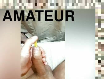 A man masturbates with a homemade toy 8 mm thick in the urethra