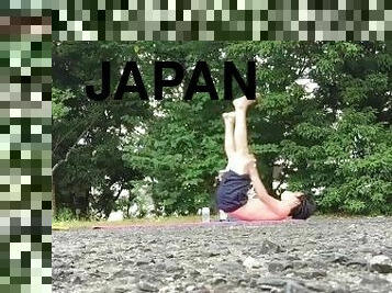 I had high intensity sex training with a fuck buddy in a park near the Tokyo Olympic venue!??Spanked