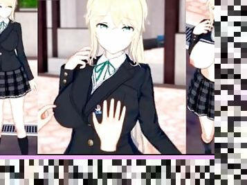 ?????????????????????????H?(???3DCG??)[Hentai Game Koikatsu! ]big breasts of a blonde returnee