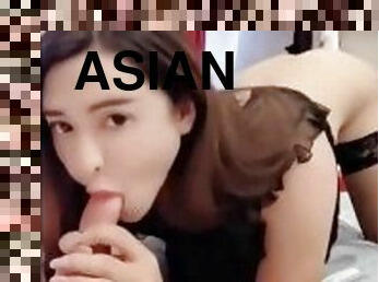 asiatisk, shemale, tenåring, ladyboy, ludder, knulling-fucking