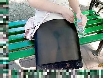 Public walking in total transparent skirt
