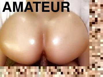 Huge bubble thick oiled ass get fucked - - POV