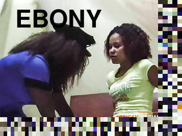 Ebony Lesbian in Cop Clothes Licks Wet Suspect Pussy